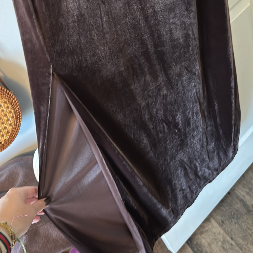 Revelry Brown Purple Velvet Cowl Neck Slip Dress - Picture 4 of 7